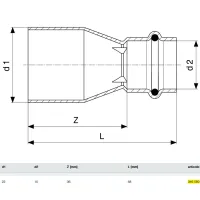 Manicotto di riduzione Profipress G MF 22x15 con SC‑Contur, rame, estremità maschio, estremità a pressare femmina 346560