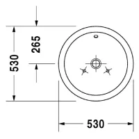Duravit STARCK 1 bacinella lavabo da appoggio soprapiano 53 cm senza foro per rubinetteria, con rettifica, con troppopieno, senza bordo per rubinetteria, colore bianco 0447530000