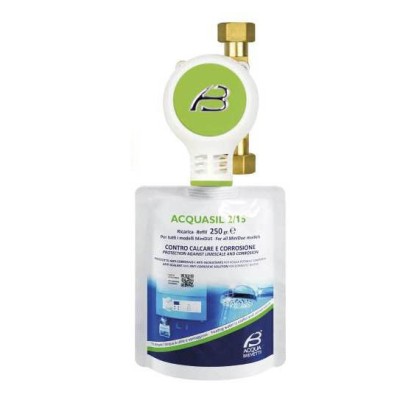 MINIDUE OTTONE 1/2" F Pompa dosatrice volumetrica meccanica
completa di prima ricarica di AcquaSIL 2/15 PM003/2S