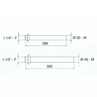 Prolunga Jolly Ø 40 x L.350 (1"1/2) bianca 8.2444.03