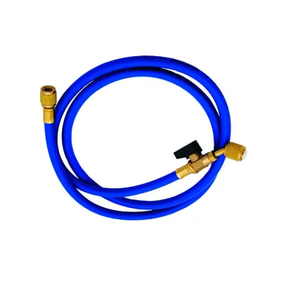 Tubo flessibile blu con rubinetto a 45° - 1/4" SAE x 1/4" SAE per Vuoto e Carico 00000011663