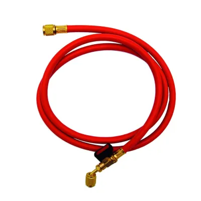 Tubo flessibile rosso con rubinetto a 45° - 5/16"SAE x 1/4" SAE per Vuoto e Carico 00000011664