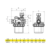 POLIFEMO Dosatore proporzionale di polifosfati e silicati in cristalli completo di filtro, sistema di bypass integrato e kit di connessione - Misura 1/2" - Refill 80 gr 520210
