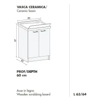 Lavatorio Montegrappa Edilla con vasca in ceramica M147.450 - Misure 60x63 cm h.87 M147460001