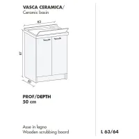 Montegrappa lavatorio Edilla con vasca in ceramica M147.450 - Misure 50x63 cm h.87 M147450001