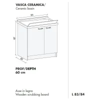 Lavatoio Montegrappa Edilla con vasca in ceramica M147.450 - Misure 50x83 cm h.87 M147470001