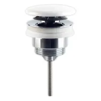 Piletta a vite clic-clac in ottone cromato per lavabo e bidet con tappo in ceramica bianca lucida 7532.3105T