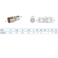 PEXAL BRASS raccordo diritto ridotto ø63/4,5x50/4 a pressare VS0130581