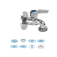 Rubinetto cromato per lavatrice da 1/2" con sfera teflonata anticalcare 1722C344