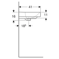Geberit SMYLE SQUARE lavabo rettangolare L.50 cm, con foro rubinetteria e troppopieno, colore bianco finitura lucido 500.256.01.1