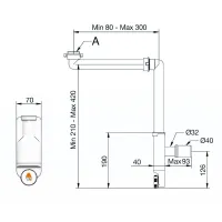 Sifone SPAZIO BAGNO NT ispezionabile per lavabo completo di raccordo 1 - 1.1/4 uscita ø 32-40 A.8274.01