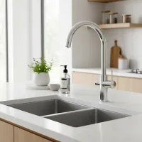 GROHE BLUE HOME + STARTER KIT Miscelatore Monocomando per lavello con sistema filtrante dell'acqua bocca a C Cromo 115556