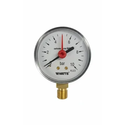 M1-ABS 63/R+FE Manometro DN 63 ad attacco radiale, scala 0÷10 bar - attacco G1/4B - cassa in plastica e indice rosso per impianti di riscaldamento PZFEA3210BB15