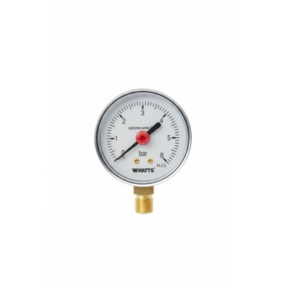 M1-ABS 63/R Manometro DN 63 ad attacco radiale 0÷6 bar, attacco G1/4B, cassa in plastica e indice rosso per impianti di riscaldamento PZFEA3206BB13