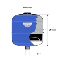Vaso di espansione da 12 litri - HYDRO-PRO 12 - max pressione 10 bar - raccordo 3/4" - per acqua calda sanitaria 11A0001200