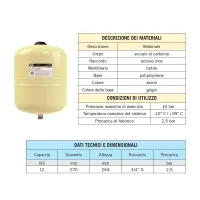 Vaso espansione Hydro-Plus E 12 litri 3/4" Zilmet 11E0001200 Vaso espansione Hydro-Plus E 12 litri 3/4" Zilmet 11E0001200