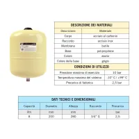 Vaso espansione Hydro-Plus E 8 litri 3/4" Zilmet 11E0000800 Vaso espansione Hydro-Plus E 8 litri 3/4" Zilmet 11E0000800