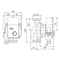 Yonos PICO1.0 25/1-4-130 interasse 180 mm ø1"1/2 Circolatore standard singolo a rotore bagnato con attacchi filettati 4215514