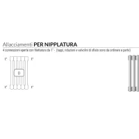 Ardesia radiatore tubolare 3 colonne 5 elementi h.2000 - colore bianco RAL9016 - 4 connessioni aperte con filettatura da 1" 3541706103110