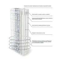 Ardesia radiatore tubolare 3 colonne 5 elementi h.2000 - colore bianco RAL9016 - 4 connessioni aperte con filettatura da 1" 3541706103110