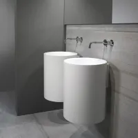Lavabo sospeso in Monolith, senza foro troppo pieno tappo piletta in Monolith 90111 MO