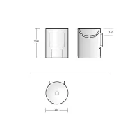 Lavabo sospeso in Monolith, senza foro troppo pieno tappo piletta in Monolith 90111 MO