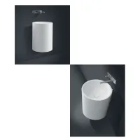 Lavabo sospeso in Monolith, senza foro troppo pieno tappo piletta in Monolith 90111 MO