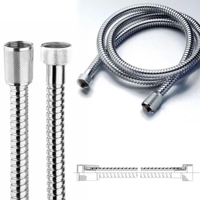 Bossini Flessibile L.200 cm, in ottone doppia aggraffatura, finitura cromo A00045E00030004