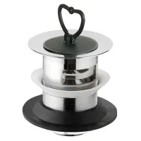 Piletta sifonata in ottone cromato per lavello con foro ø60 - Misura ø80 × 1"1/4 - con tappo con maniglia --37.1255