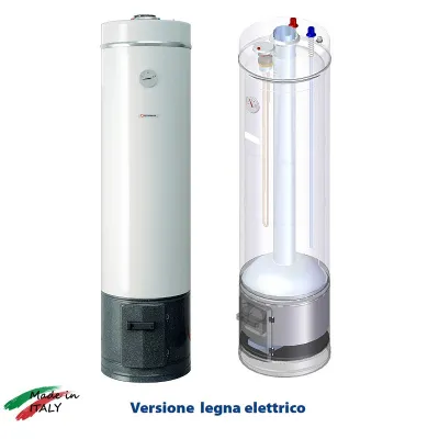 Scaldabagno scaldacqua a legna ed elettrico mod. LGE 80 litri (versione legna con integrazione elettrica) FU000185