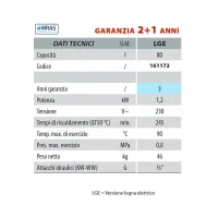 Scaldabagno scaldacqua a legna ed elettrico mod. LGE 80 litri (versione legna con integrazione elettrica) FU000185