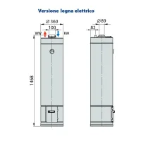 Scaldabagno scaldacqua a legna ed elettrico mod. LGE 80 litri (versione legna con integrazione elettrica) FU000185