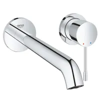 Grohe Essence miscelatore per lavabo a 2 fori con installazione a parete, set di montaggio finale, corpo incasso non incluso, GROHE EcoJoy, AquaGuide finitura cromo 19967001
