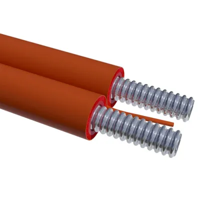 Tubi CSST binati in acciaio inossidabile AISI 304 DN15 con rivestimento isolante termico color rosso coppo e cavo multipolare per impianti solari termici - Rotolo da 25 metri A01-0001-08227