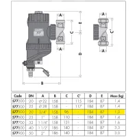 Filtro defangatore magnetico autopulente semiautomatico DN32 ø3/4". Orientabile per installazioni orizzontali e verticali. Rubinetto di scarico con portagomma. Attacco G 3/4" (ISO 228-1) F 577500
