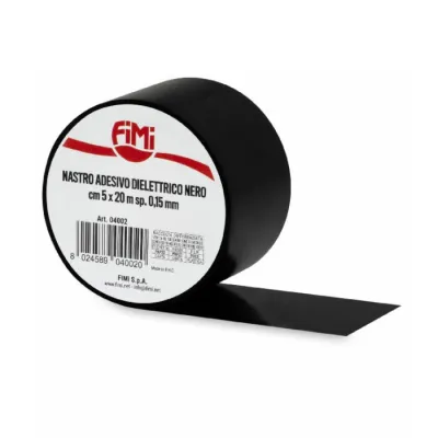 Nastro Adesivo Dielettrico Nero 5 cm x 20mt - spessore 0,15 mm- nastro isolante in PVC autoestinguente 04002
