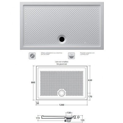 DOCCIAVIVA piatto doccia 80x120 h.6,5 cm DV120BI