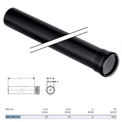 Silent-PP Tubo GTEM con 1 bicchiere ø50 x L.1000 mm 390.204.14.1
