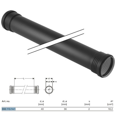 Silent-PP Tubo GTDM con 2 bicchieri ø40 x L.2000 mm 390.113.14.1