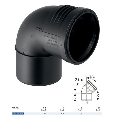 Curva innesto Geberit SILENT-PP a 87,5° ø32 mm 390.024.14.1