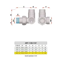 1127 - Detentore ad angolo destro, attacco tubo ferro - Misura 1/2" 1127 12
