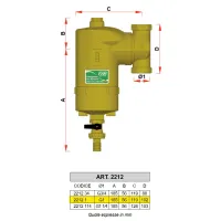2212 - Defangatore orientabile per impianti termici completo di magneti - Misura 1" - Kv [m³/h] 11,2 2212 1