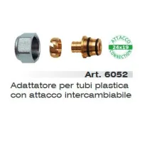 6052 - Kit per tubi di materiale plastico, con calotta cromata - ø esterno per spessore 18x2,2 6052 44221