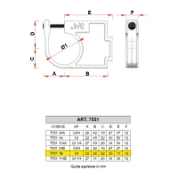 7551 - Supporto singolo - Misura 1" - Tipo basso 7551 1B