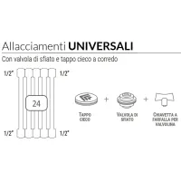 Ardesia radiatore tubolare 3 colonne 10 elementi h.1000 24 - colore bianco RAL9016 - completo di 4 riduzioni da 1/2" 3541700028291